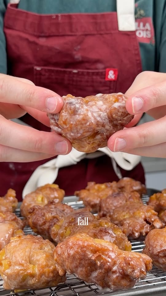 Mini Apple Fritters with Vanilla Glaze